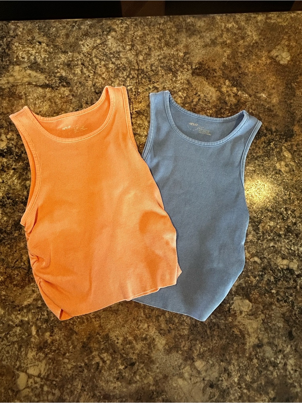 Nori Ribbed Fitted Tank Tops Blue & Coral Size S – Set of 2